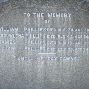 PHILLIPS William -1934 &amp; Vroulena -1942 :: PHILLIPS James -1918 :: PHILLIPS Lilian -1930