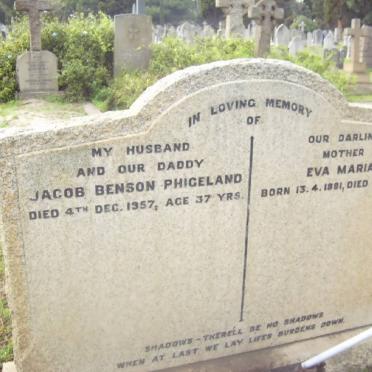 PHIGELAND Jacob Benson -1957 &amp; Eva Maria 1881-1961