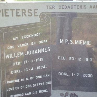 PIETERSE Willem Johannes 1919-1974 &amp; M.P.S. 1913-2000
