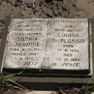 PLESSIS Louisa, du 1892-1988 :: JARDINE Sophia 1924-1978