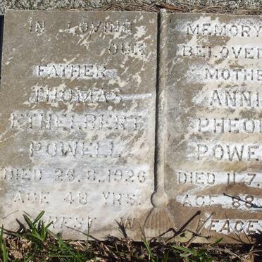 POWELL Thomas Ethelbert -1926 &amp; Annie Pheobe -1965