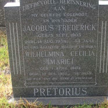 PRETORIUS Jacobus Frederick 1903-1958 &amp; Wilhelmina Cecilia 1904-1982