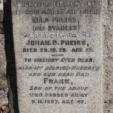 PREISS Johan D. -1928 &amp; Ella STADLER -1917 :: PREISS Frank -1957