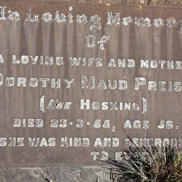 PREISS Dorothy Maud nee HOSKING -1955