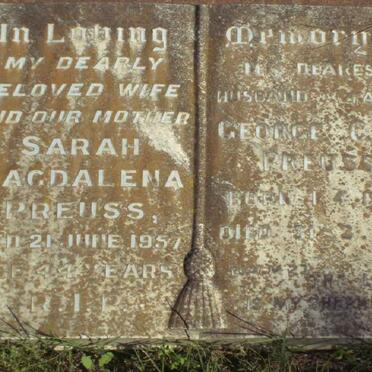 PREUSS George C.W. 1902-1964 &amp; Sarah Magdalena -1957