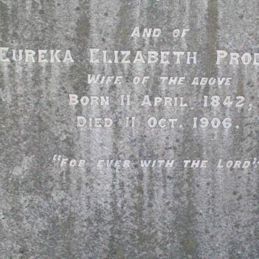 PRODGERS Edward William 1831-1890 &amp; Euraka Elizabeth 1842-1906 