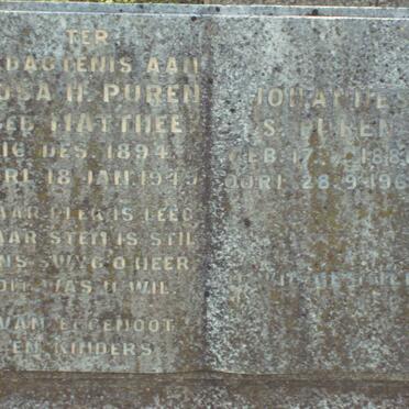 PUREN Johannes S. 1886-1963 &amp; Rosa H. MATTHEE 1894-1949