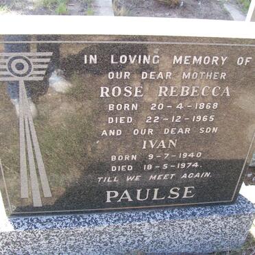 PAULSE Rose Rebecca 1868-1965 :: PAULSE  Ivan 1940-1974