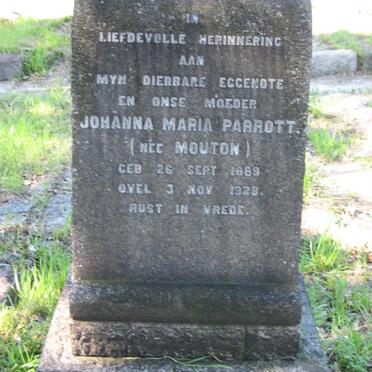 PARROTT Johanna Maria nee MOUTON 1889-1929