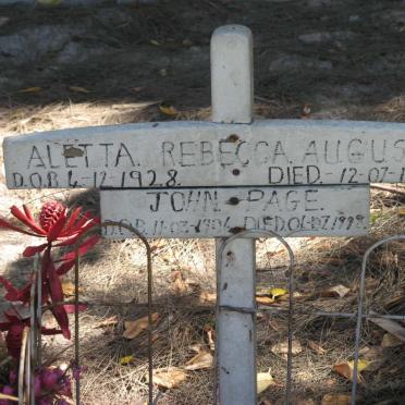 PAGE John 1906-1998 :: AUGUST Aletta Rebecca 1928-1997