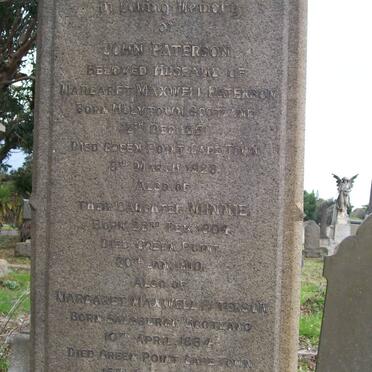 PATTERSON John 1851-1928 &amp; Margaret MAXWELL 1864-? :: PATTERSON Minnie -1910