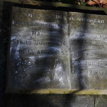 RALL Frederik Rynhard 1876-1953 &amp; Francina Maria Petronella KASSELMAN 1879-1962