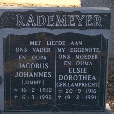 RADEMEYER Jacobus Johannes 1912-1992 &amp; Elsie Dorothea LAMPRECHT 1916-1991