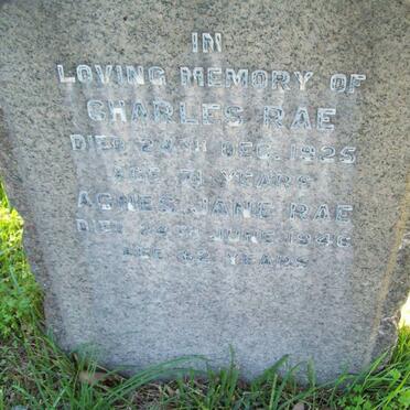RAE Charles -1925 &amp; Agnes Jane -1946