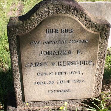 RENSBURG Johanna E., Janse v. 1874-1947