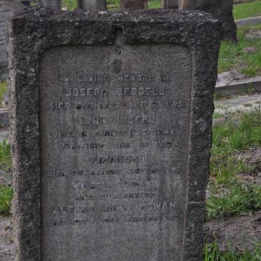 REDDELL Joseph -1923 :: ? John Joseph -191? :: Elizabeth -1952 :: Alfred John Rowan -19?4