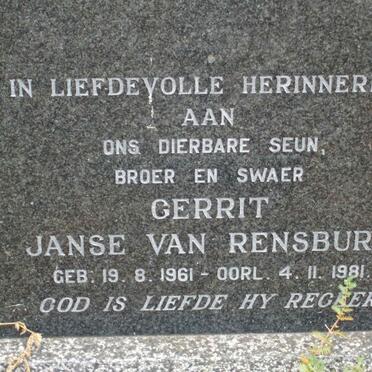 RENSBURG Gerrit, Janse van 1961-1981