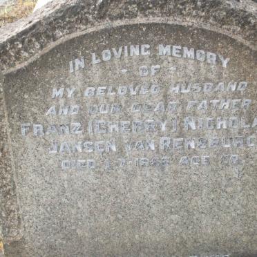 RENSBURG Franz Nicholas, Jansen van -195?