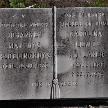 REDELINGHUYS Johannes Matthys -1928 &amp; Carolina LAKER 1898-1976