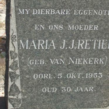 RETIEF Maria J.J. nee VAN NIEKERK −1953