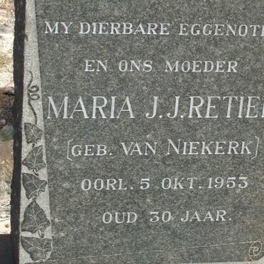 RETIEF Maria J.J. nee VAN NIEKERK −1953