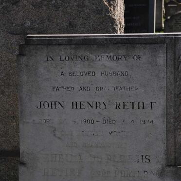 RETIEF John Henry 1900-1974 &amp; Sheila du Plessis PORTER 190?-1976