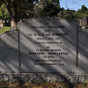 RENSBURG M.N.J., van -1953 &amp; Elizabeth Margaretha LOTZ -1963