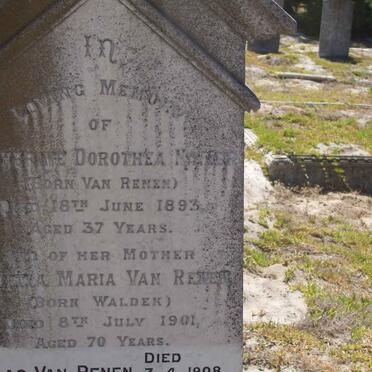 RENEN Letitia Maria, van nee WALDEK -1901:: NAPIER Catherine Dorothea nee van RENEN -1893