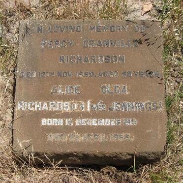 RICHARDSON Percy Granville -1960 &amp; Alice Olga JENNINGS 1911-19??