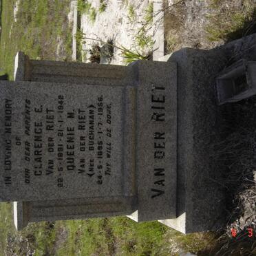 RIET Clarence E., van der 1891-1942 &amp; Queenie M. BUCHANAN 1895-1956