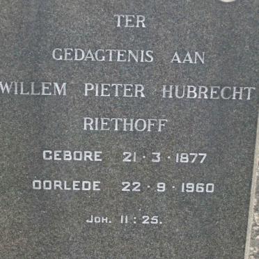 RIETHOFF Willem Pieter Hubrecht 1877-1960