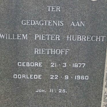 RIETHOFF Willem Pieter Hubrecht 1877-1960