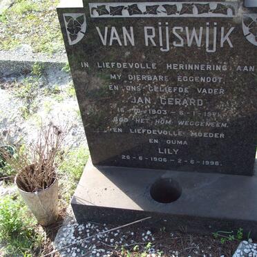 RIJSWIJK Jan Gerard, van 1903-1971