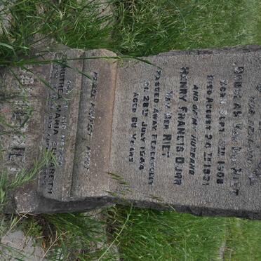 RIET Henry Francis Durr, van der -1944 &amp; Dorothea Maria Elizabeth -1959 :: VAN DER RIET Douglas 1908-1931