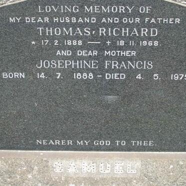 RICHARD Thomas 1888-1968 &amp; Josephine Francis 1888-1975