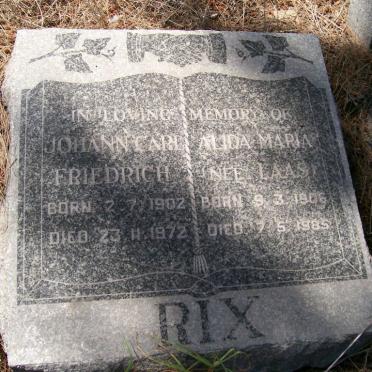 RIX Johann Carl Friedrich 1902-1972 &amp; Alida Maria LAAS 1906-1985