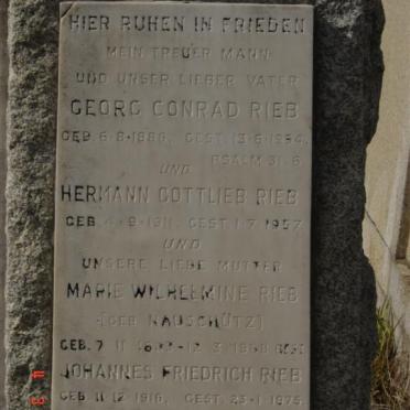 RIEB Georg Conrad 1886-1954 &amp; Marie Wilhelmine NAUSCHUTZ 1889-1968