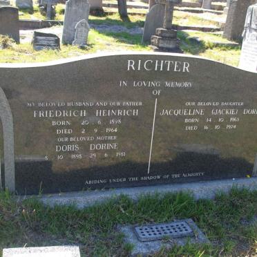 RICHTER Friedrich Heinrich 1898-1964 &amp; Doris Dorine 1898-1981 :: RICHTER Jacqueline Doris 1963-1974