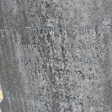 RICHARDS William Tredwen -1898 :: RICHARDS Percy Tredwen -1921 :: RICHARDS Elizabeth Jane -1933