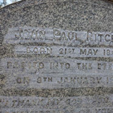 RITCHIE John Paul 1843-1920 &amp; Phebe Milligan -1930