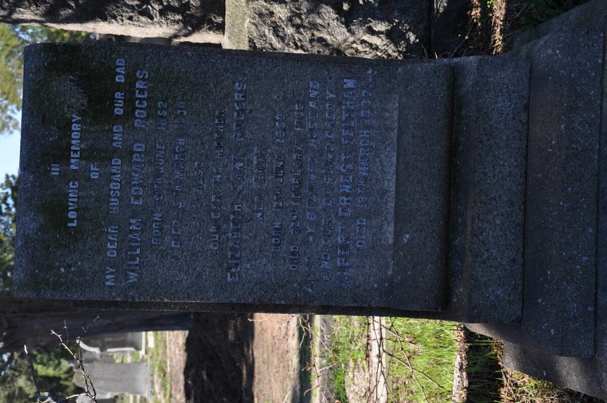 ROGERS William Edward 1852-1930 &amp; Elizabeth Jane BATE 1853-19?6 :: FELTHAM Albert Ernest -1937