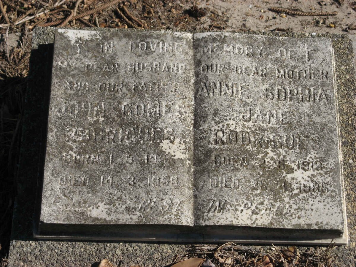 RODRIGUES John Gomes 190?-1958 &amp; Annie Sophia Jane 191?-198?