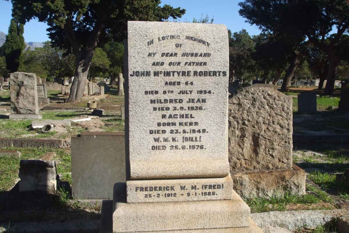 ROBERTS John McIntyre -1934 &amp; Rachel KERR -1948