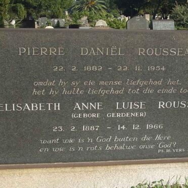 ROUSSEAU Pierre Daniel 1882-1954 &amp; Elizabeth Anne Luise GERDENDER 1887-1966