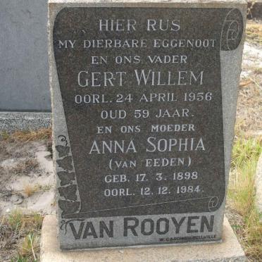 ROOYEN Gert Willem, van -1956 &amp; Anna Sophia VAN EEDEN 1898-1984