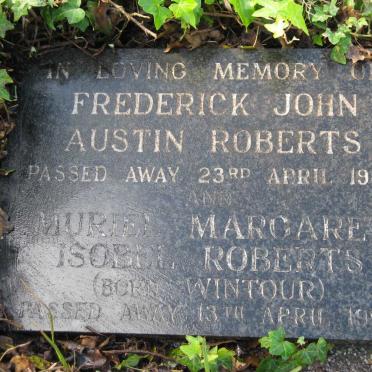 ROBERTS Frederick John Austin -1982 &amp; Muriel Margaret Isobel WINTOUR -1995