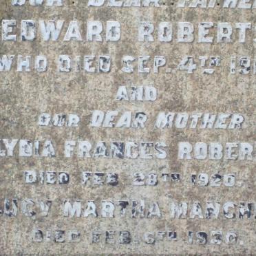 ROBERTS Edward -1916 &amp; Lydia Frances -1920 :: MANCHEE Lydia Frances -1920