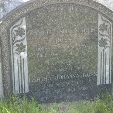 ROSS Daniel Paul Martin 1877-1952 &amp; Bertha Johanna SCHWERIN 1880-1957