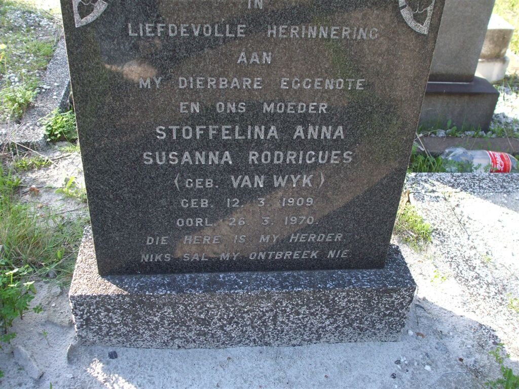 RODRIGUES Stoffelina Anna Susanna nee VAN WYK 1909-1970