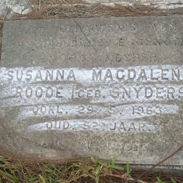 ROODE Susanna Magdalena nee SNYDERS -1963